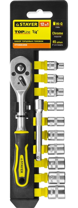 Набор STAYER головок торцевых 1/4" 12пред.