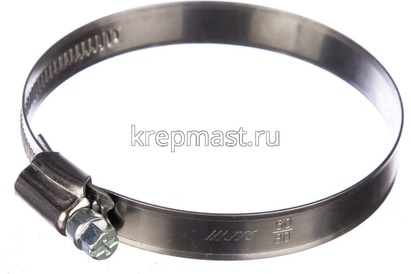 Хомут червячный нержавейка 60-80