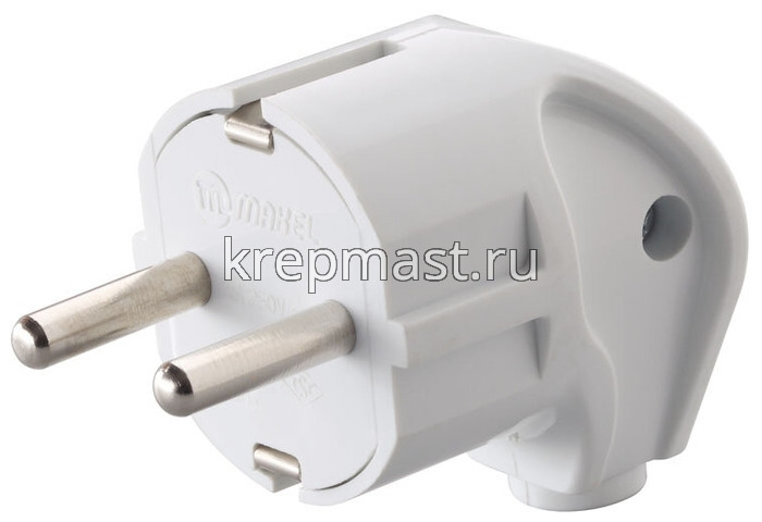 Вилка штепс. Makel бел с/з угловая