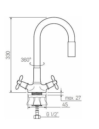 Смеситель д/кухни BA5318-1F-E351A-B702 латунь