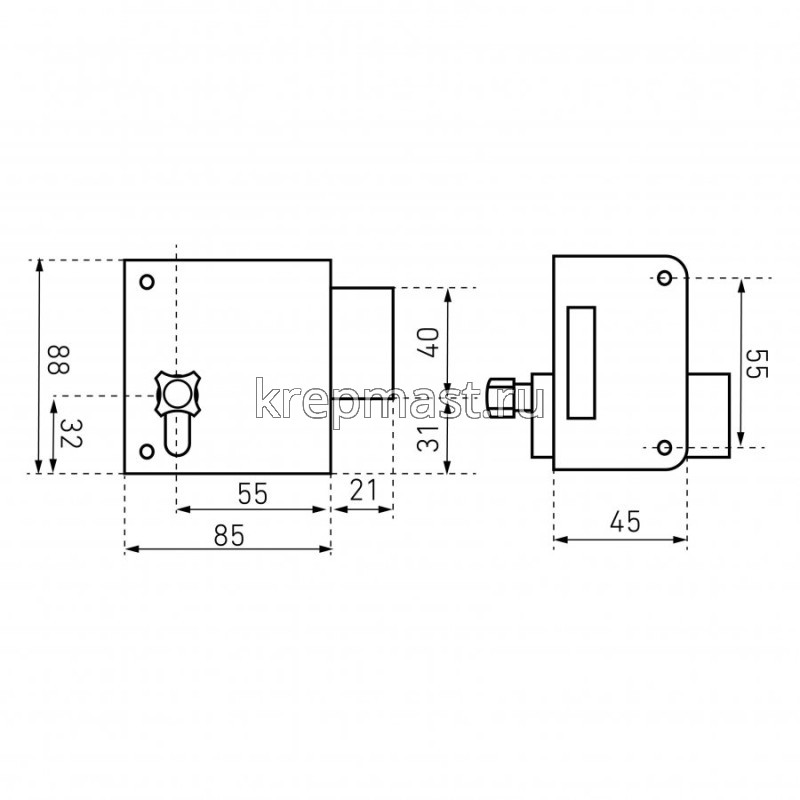 Замок накладной Птимаш ЗН1-1 медь