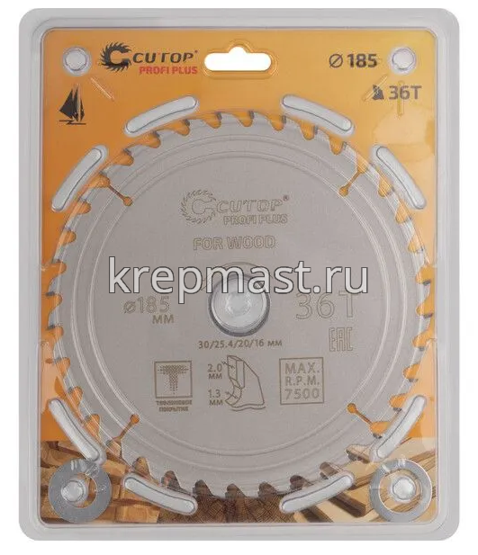 Диск пильный дерево 185х 36х30/25,4/20/16 CUTOP