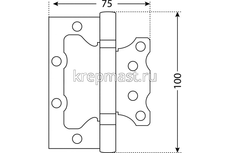 Петля универс. БЕЗ ВРЕЗКИ 100х75х2,5 хром