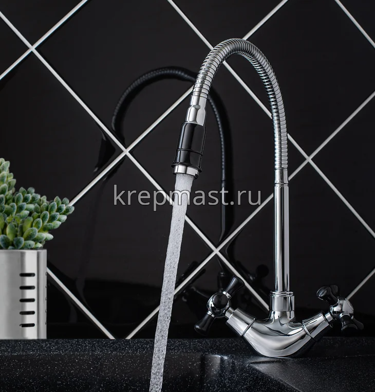 Смеситель д/кухни SL 92BL-279F с высоким изливом (хром/черный)