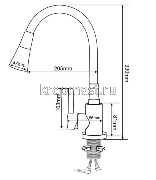 Смеситель д/кухни SUS123BL-016F НЕРЖАВЕЮЩИЙ
