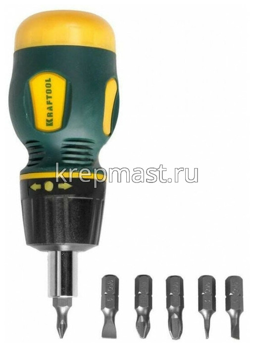 Отвертки-набор KRAFTOOL реверсив. биты c адаптером 6пред.
