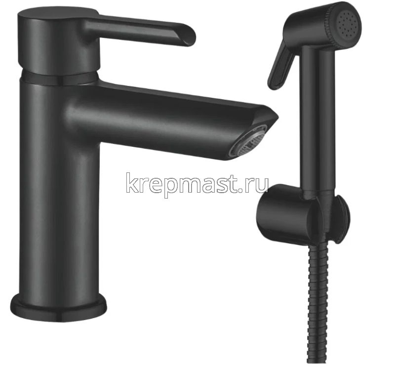 Смеситель д/умывальника Y 19155-8 с гигиен.душем черный (35мм)