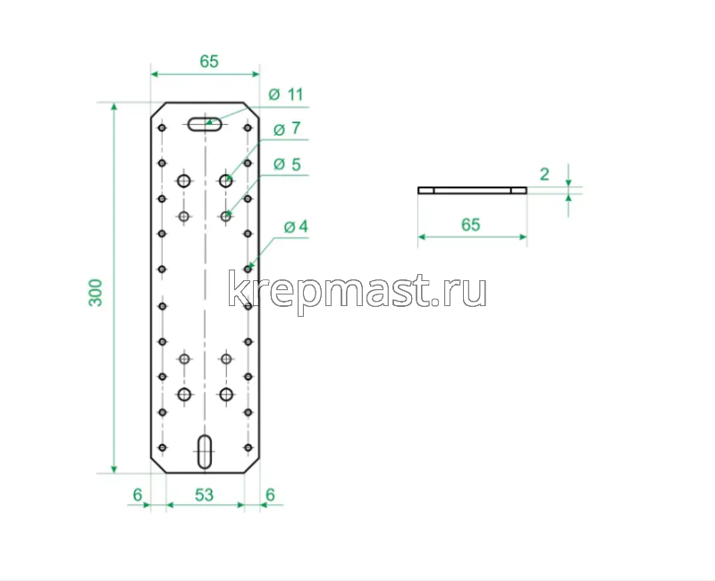 LP 4 крепление плоское 300х65х2,0мм