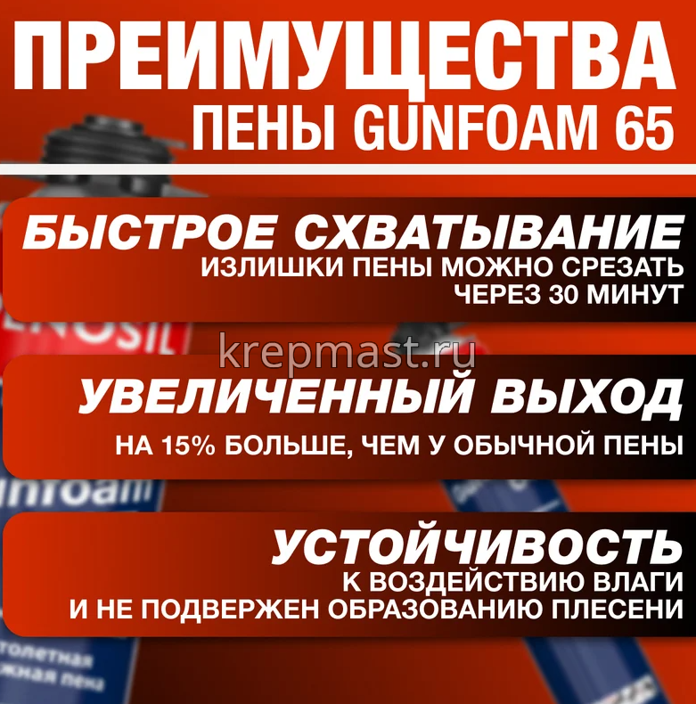Пена монтажная Penosil Premium Gunfoam 65 870мл