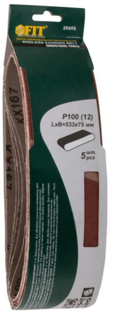 Лента шлиф FIT на тк. 533ммх75мм P100 (5шт)